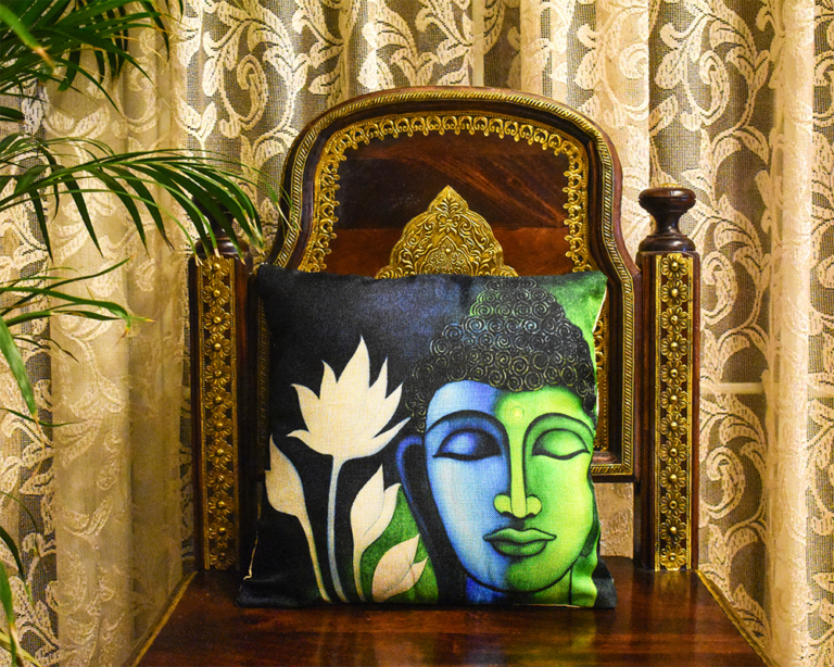 Lord Buddha Cushion Cover Frill Whisper